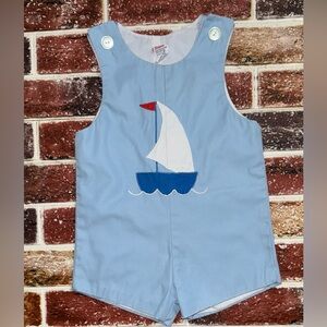 Vintage Samara sailboat shortall Jon Jon 2t 17.5” sts boutique boys romper